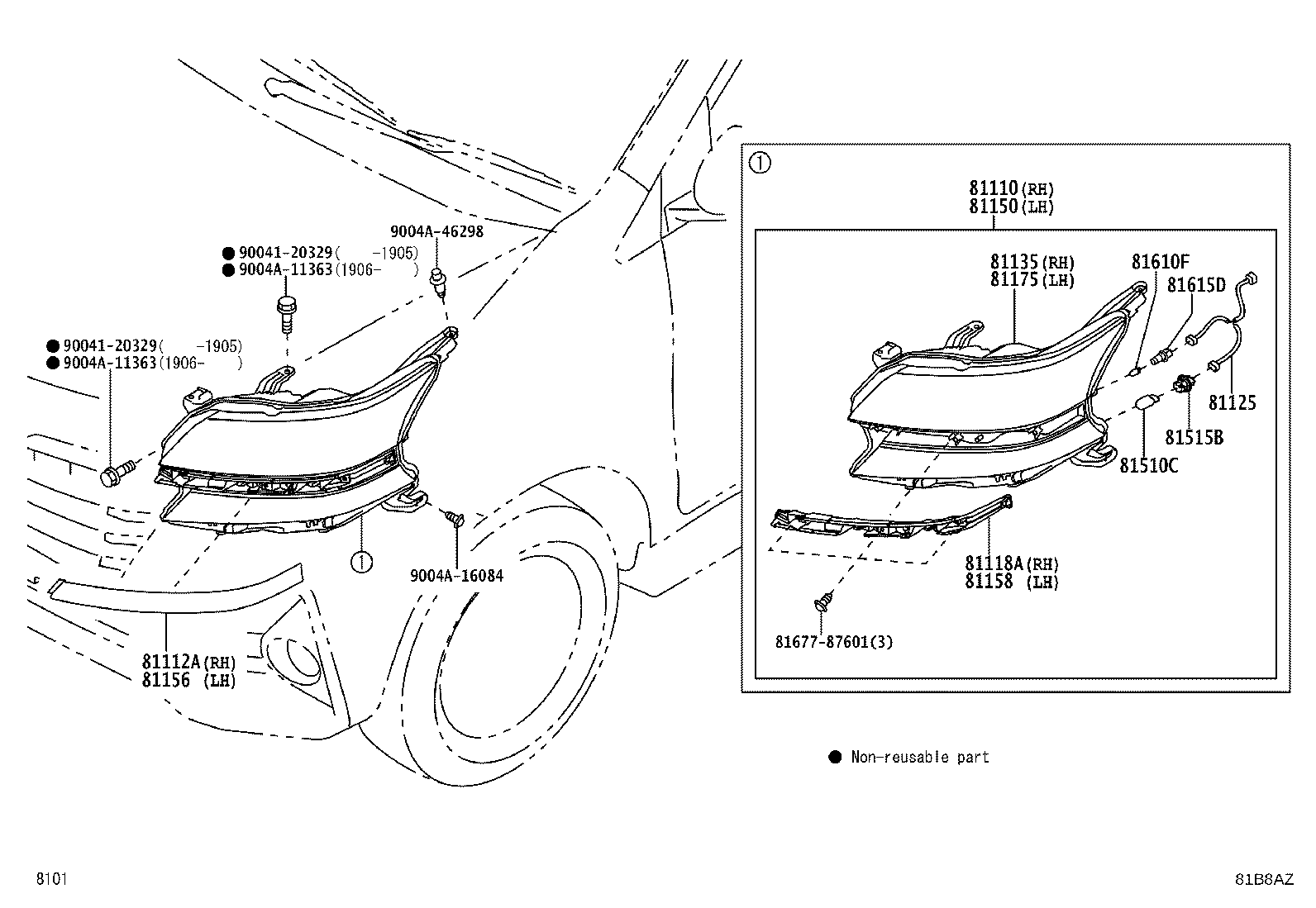 81130-BZ280 UNIT ASSY, HEADLAMP, RH product image