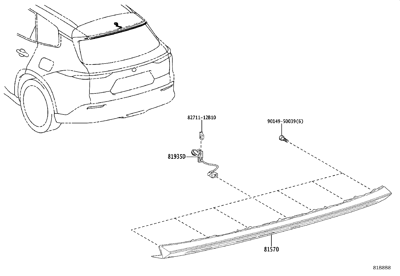 81570-30300 LAMP ASSY, CENTER STOP product image