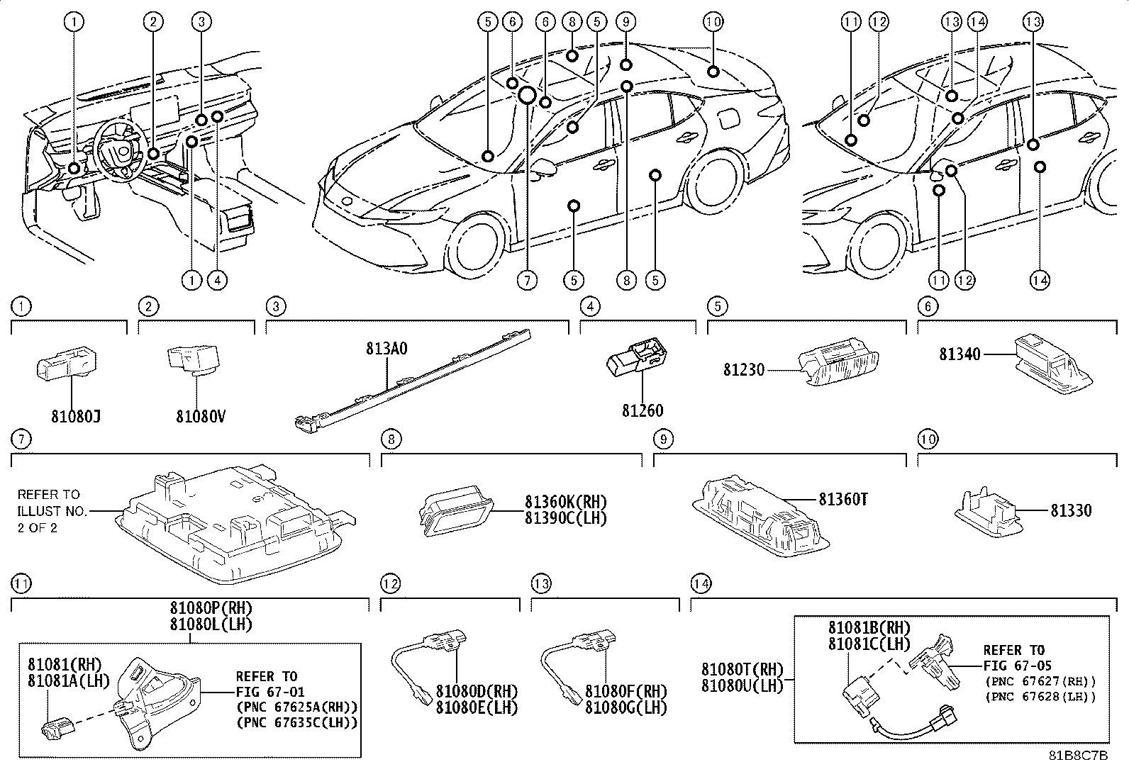 81080-06830 LAMP ASSY, INTERIOR ILLUMINATION, NO.1 LH product image