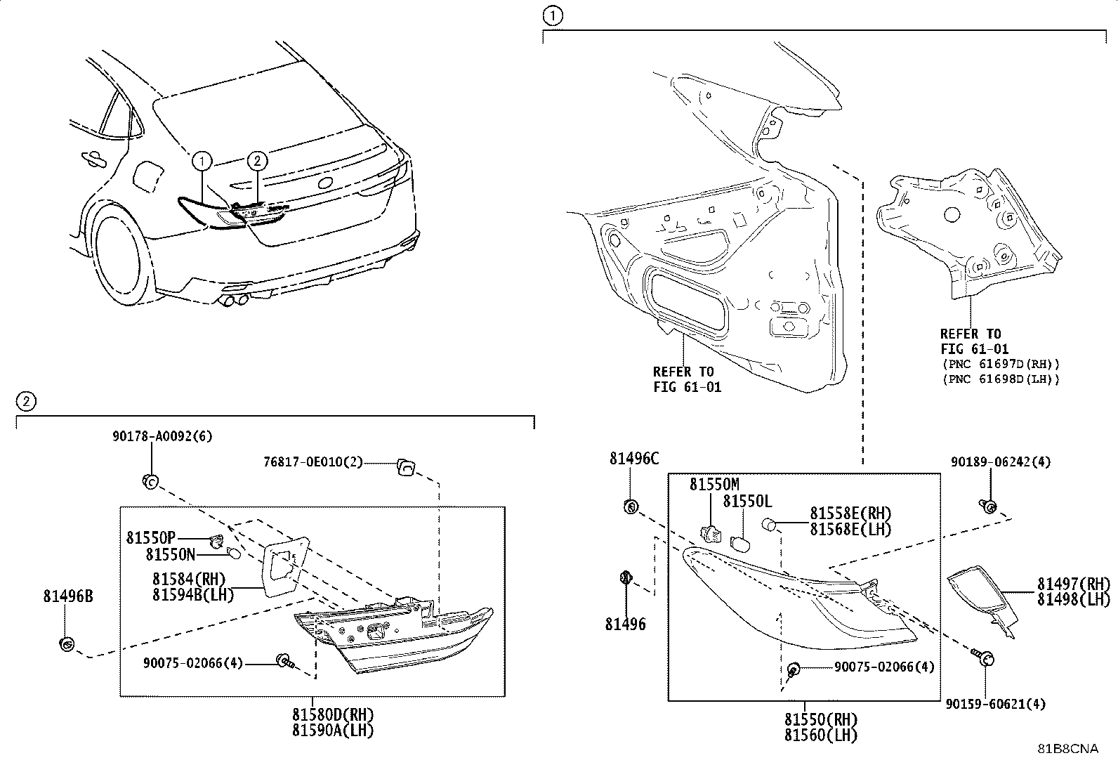 Toyota 81550-AQ020 LAMP ASSY, REAR COMBINATION, RH