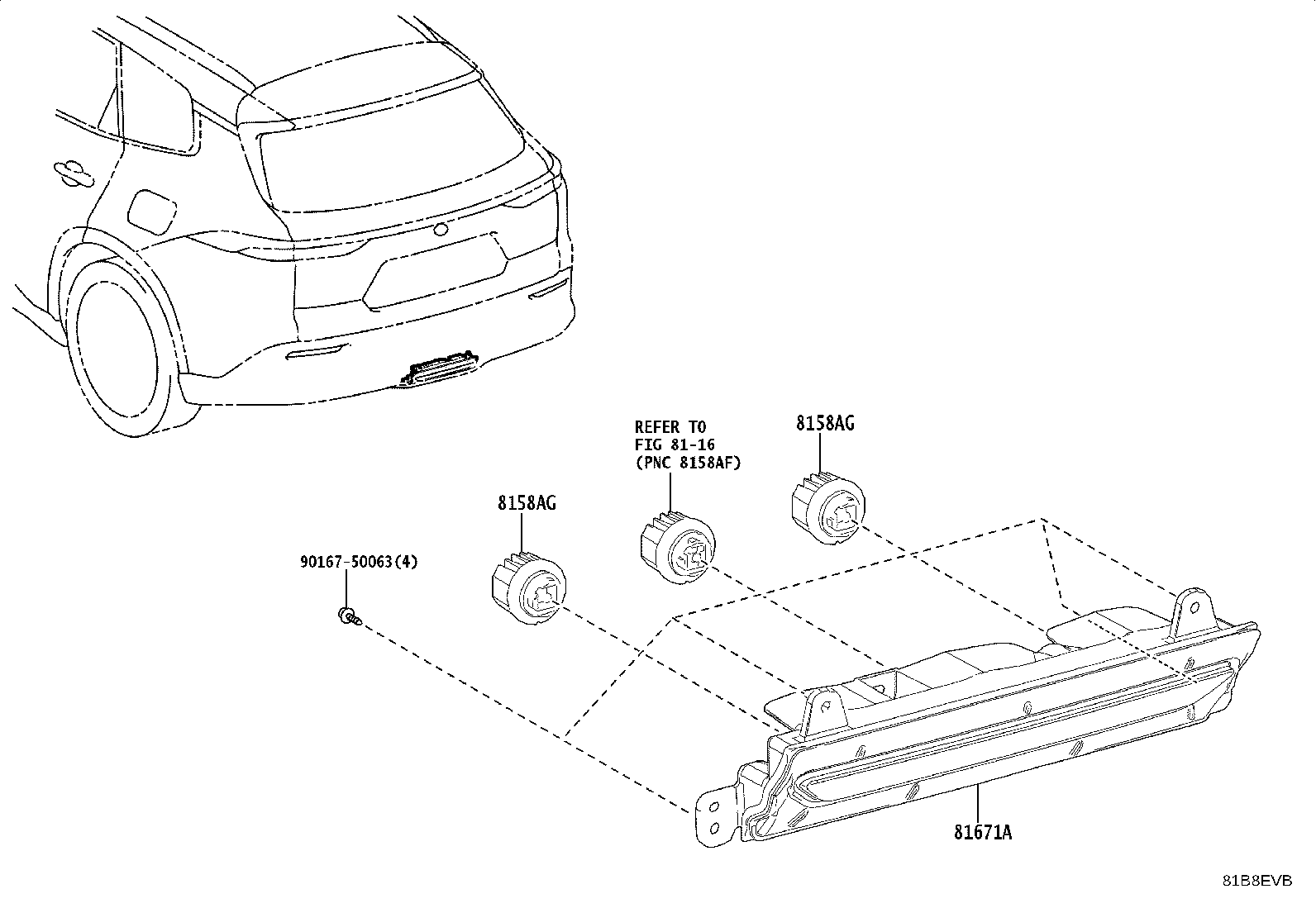 81671-30280 LENS & BODY, BACK-UP LAMP product image