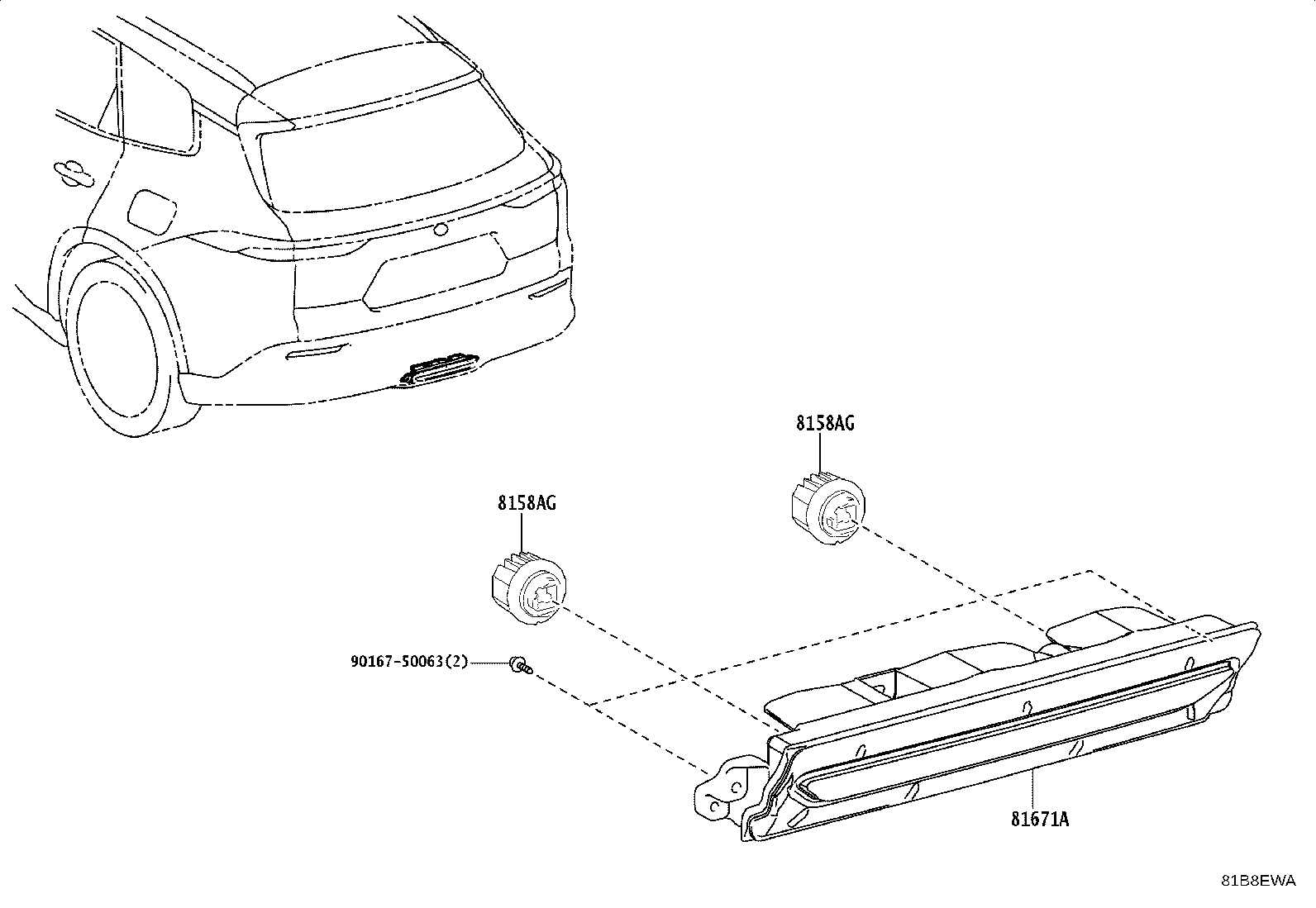 81671-30300 LENS & BODY, BACK-UP LAMP product image