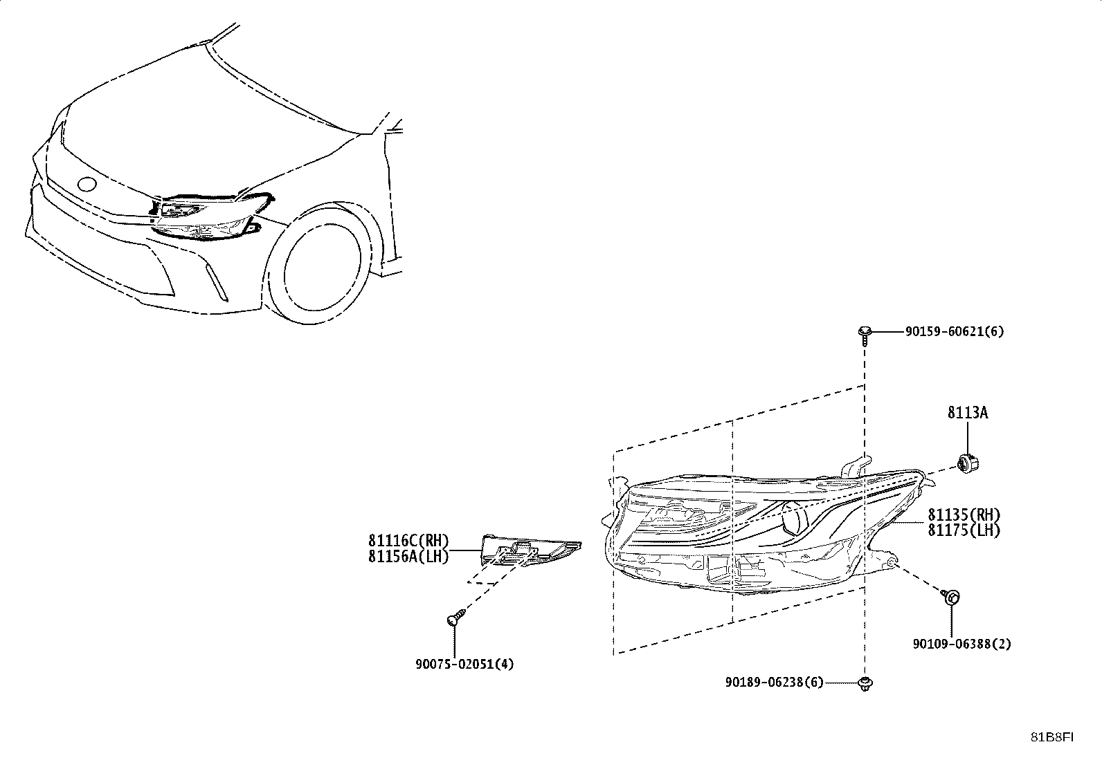 81070-33N50 UNIT ASSY, HEADLAMP, LH product image