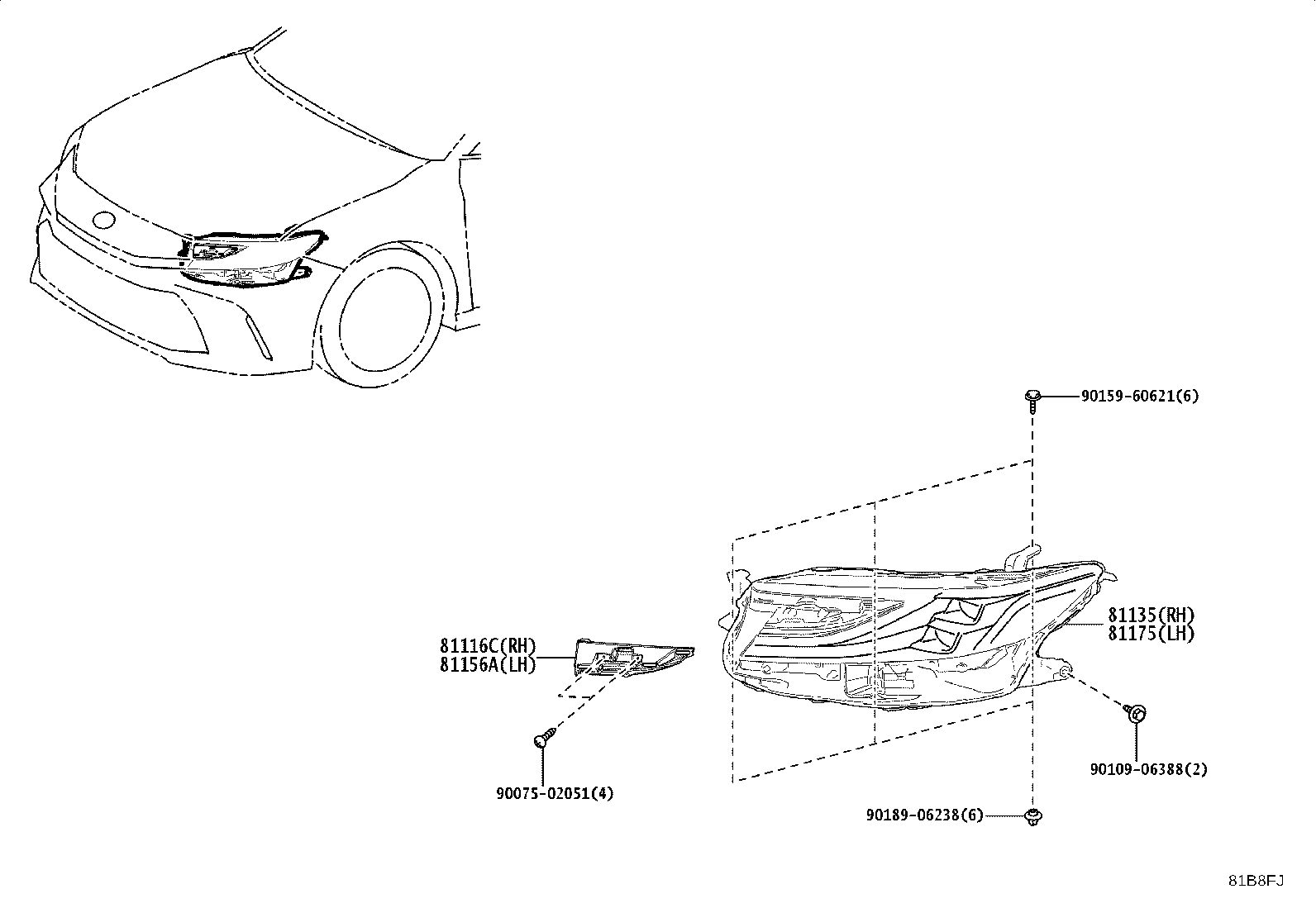 81070-33N50 UNIT ASSY, HEADLAMP, LH product image