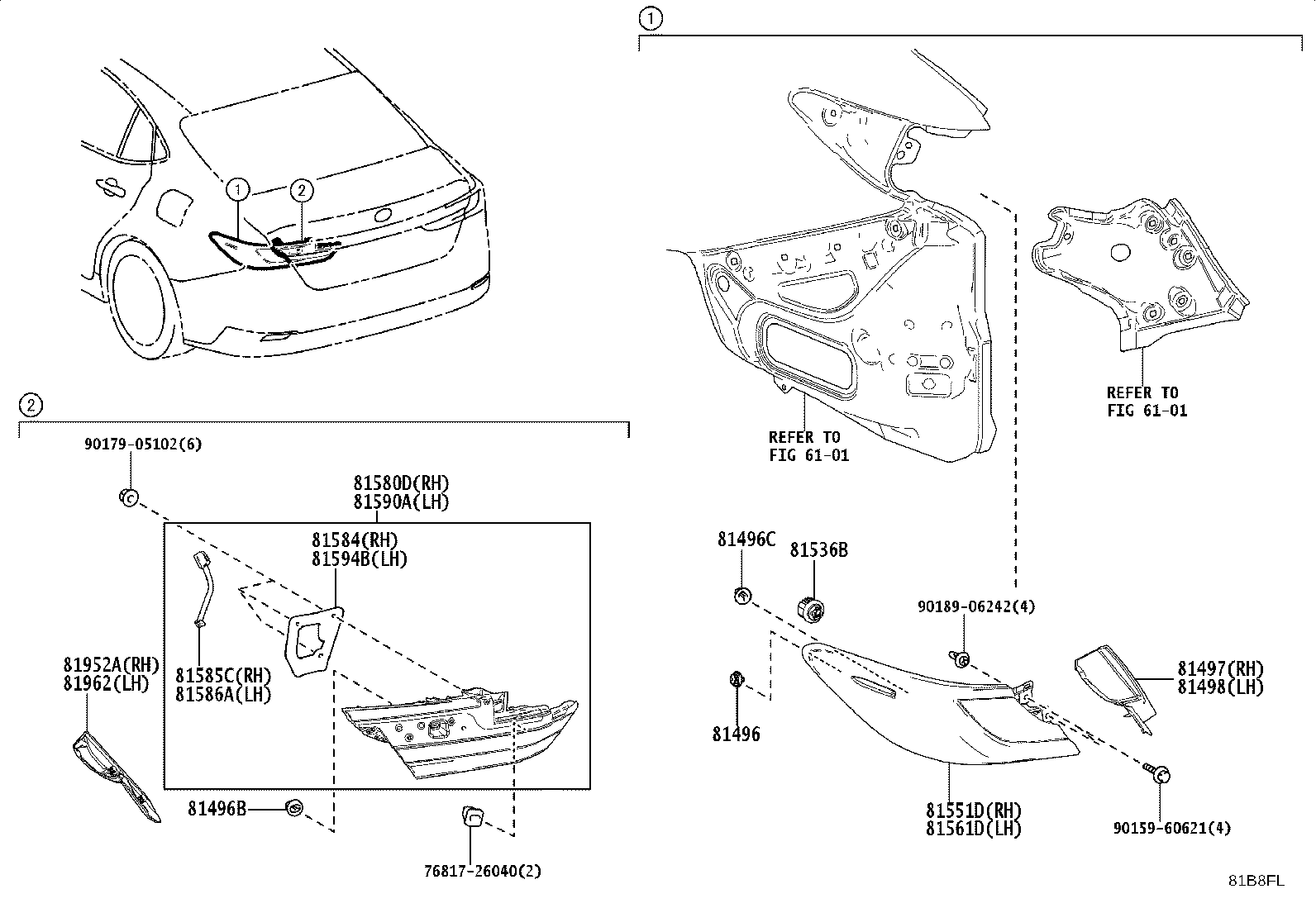 81590-33600 LAMP ASSY, REAR, LH product image