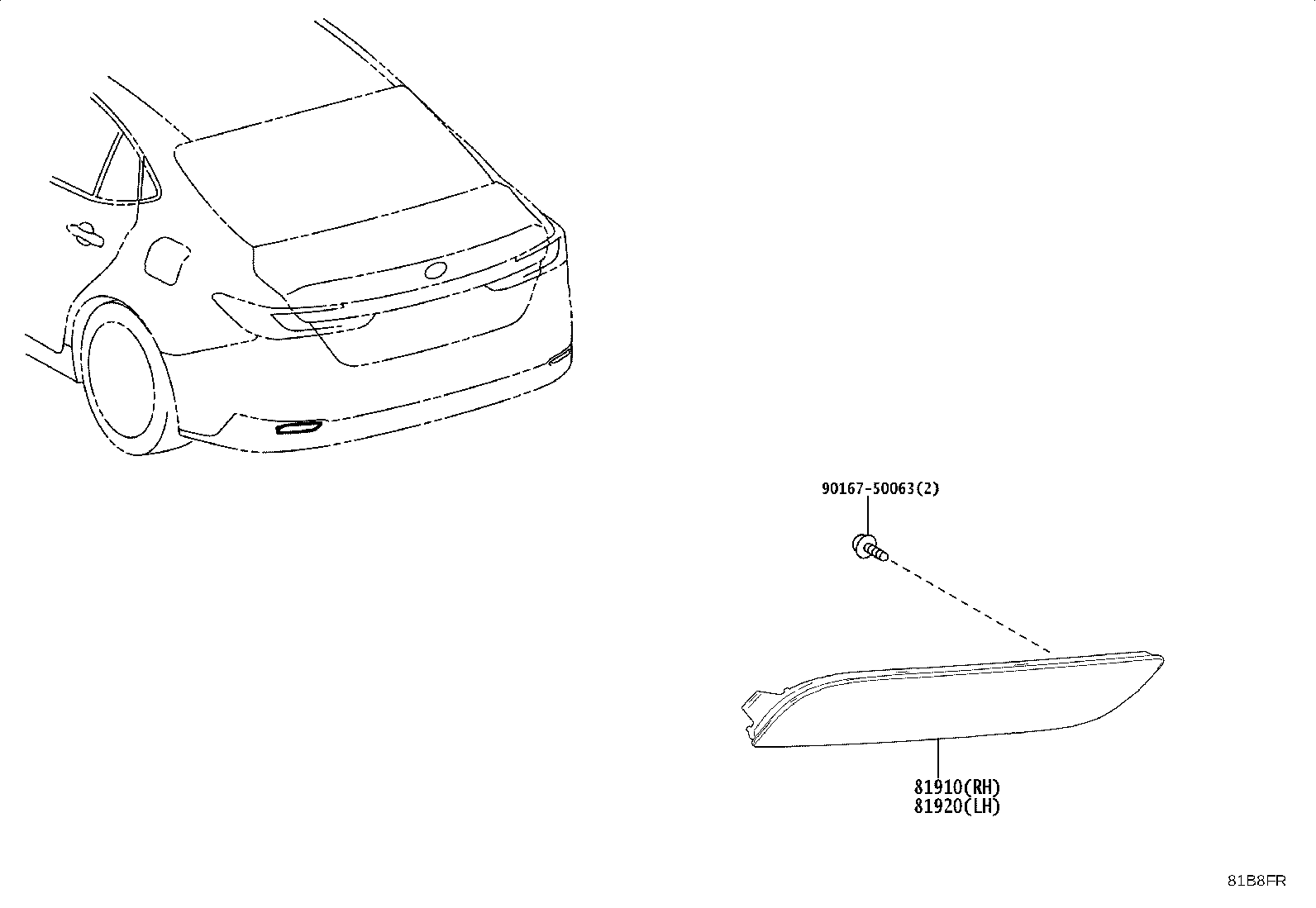 81920-33020 REFLECTOR ASSY, REFLEX, LH product image