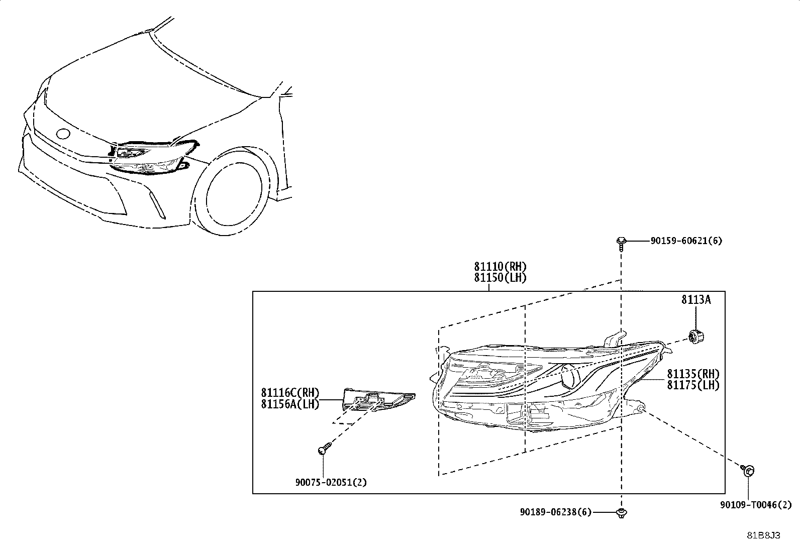 81116-06F80 BRACKET, HEADLAMP, RH product image