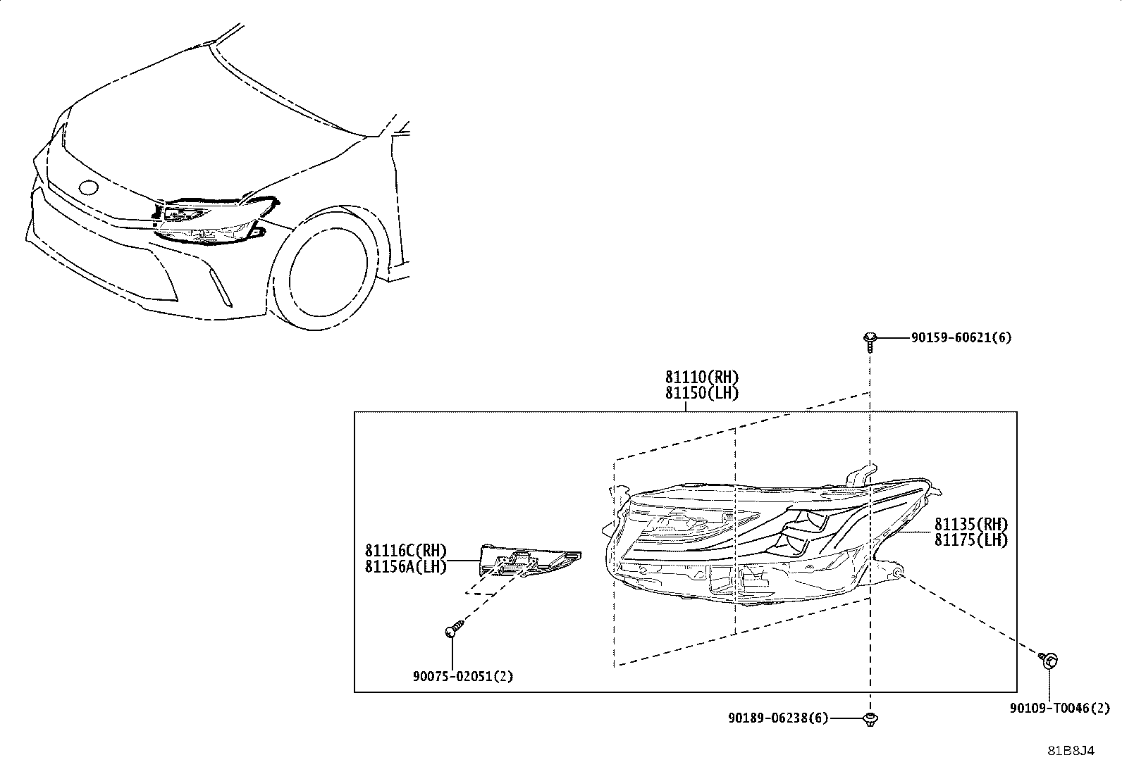 81116-06F80 BRACKET, HEADLAMP, RH product image