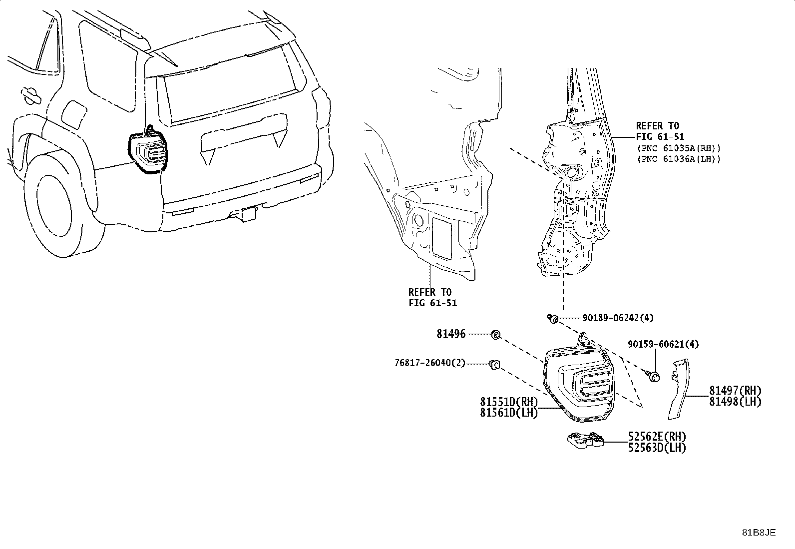 81498-35010 COVER, REAR COMBINATION LAMP, LH product image