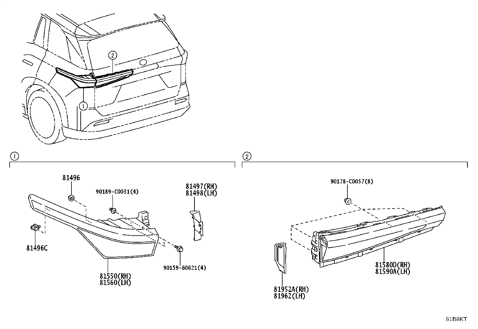 81580-YL020 LAMP ASSY, REAR, RH product image