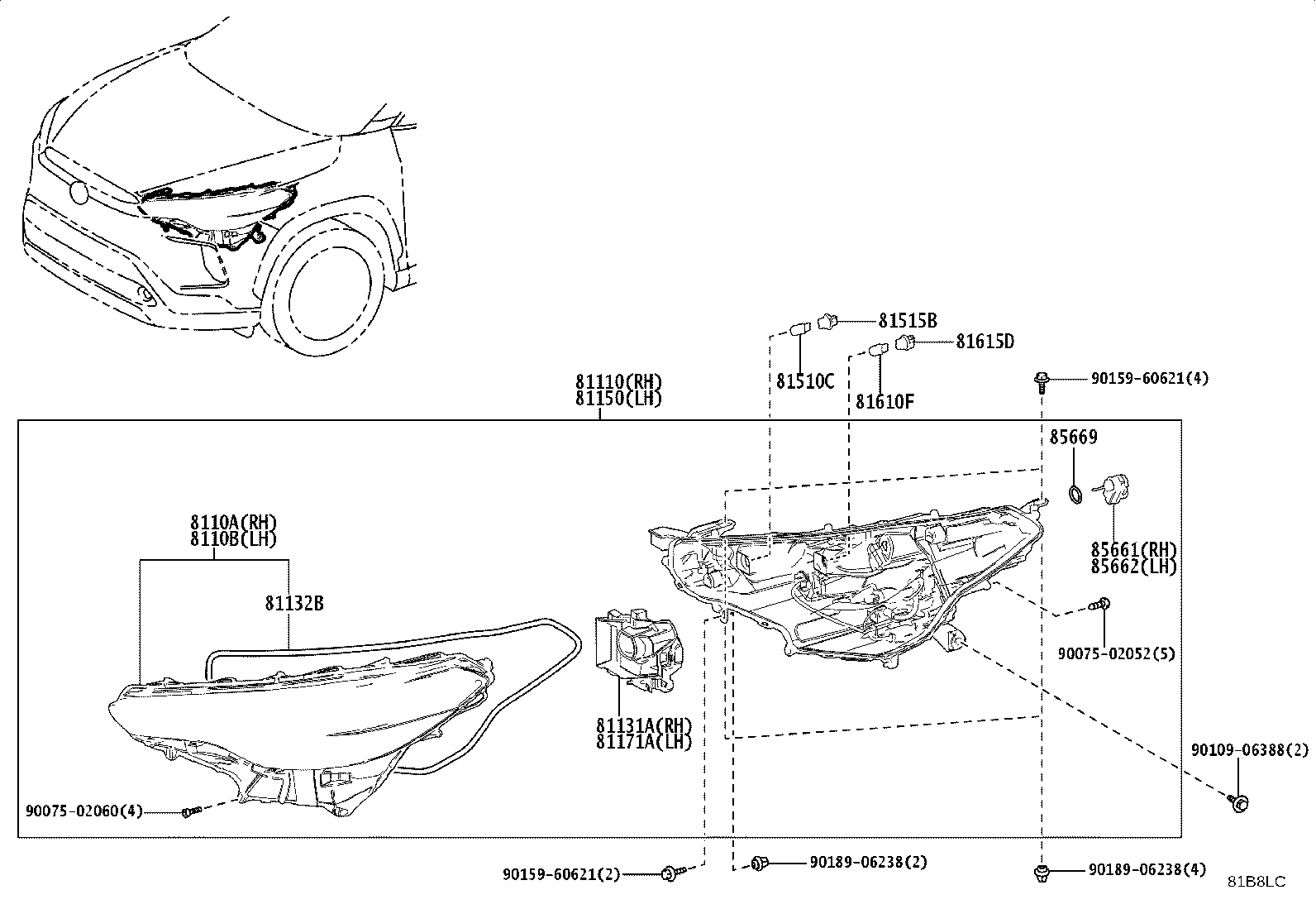 81105-16860 HEADLAMP ASSY, RH product image