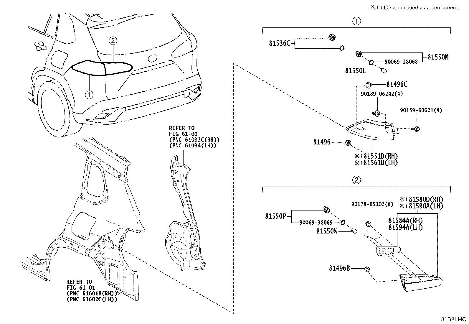 81580-16110 LAMP ASSY, REAR, RH product image