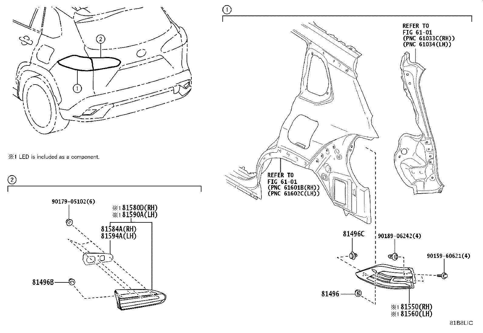 81580-16110 LAMP ASSY, REAR, RH product image