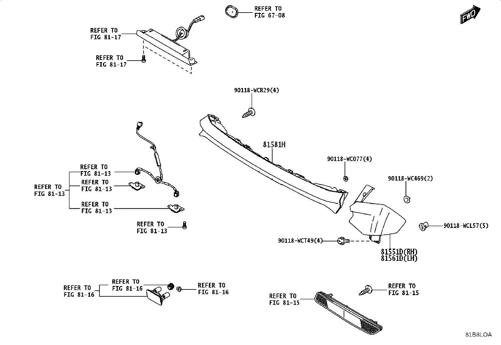 81561-WC012 LENS & BODY, REAR COMBINATION LAMP, LH product image