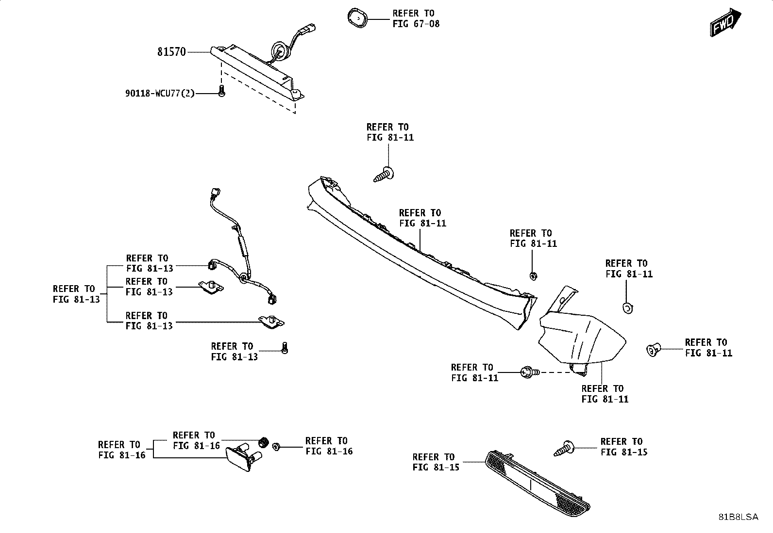 81570-WC014 LAMP ASSY, CENTER STOP product image