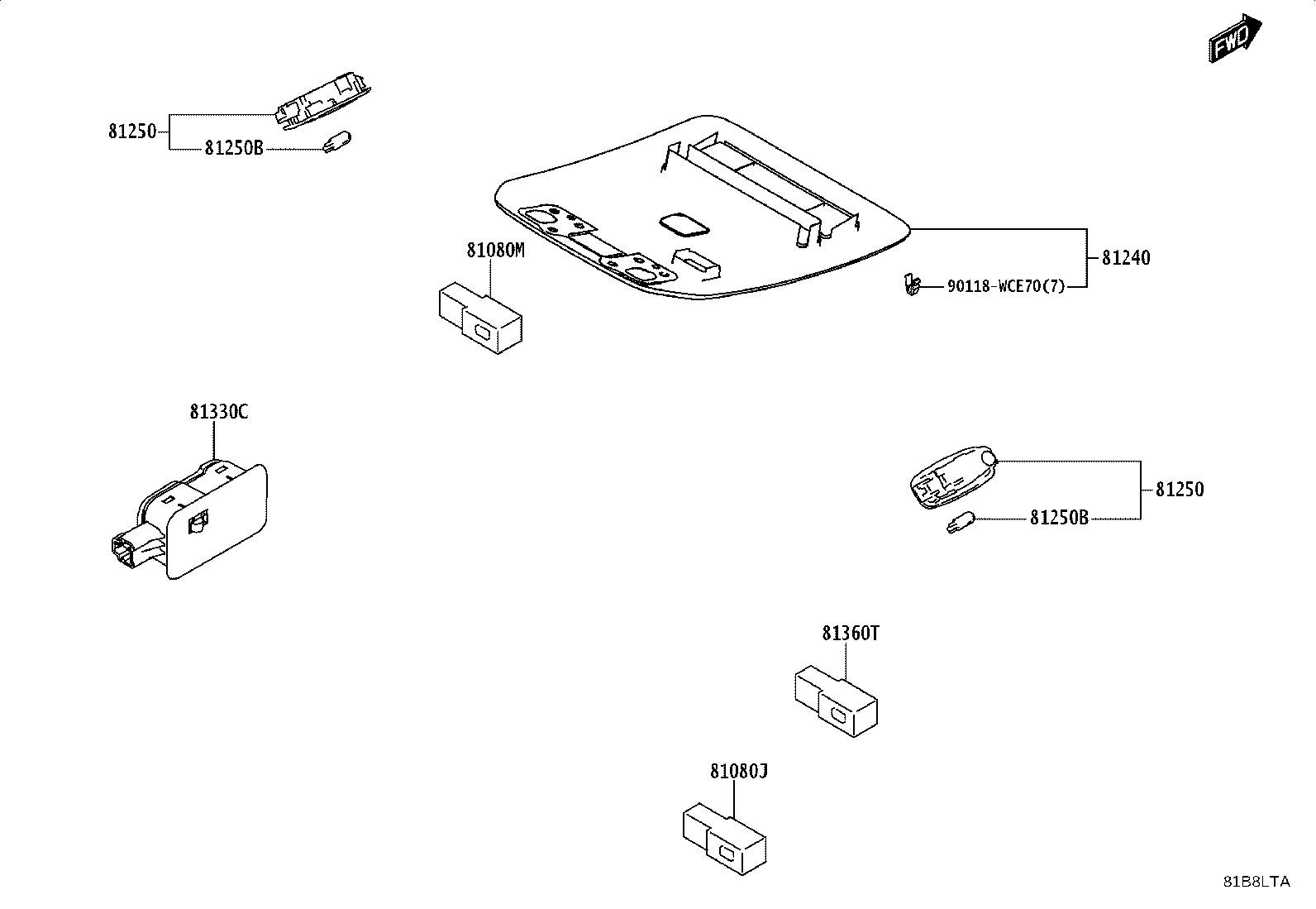 81080-WC005 LAMP ASSY, INTERIOR ILLUMINATION, NO.1 product image