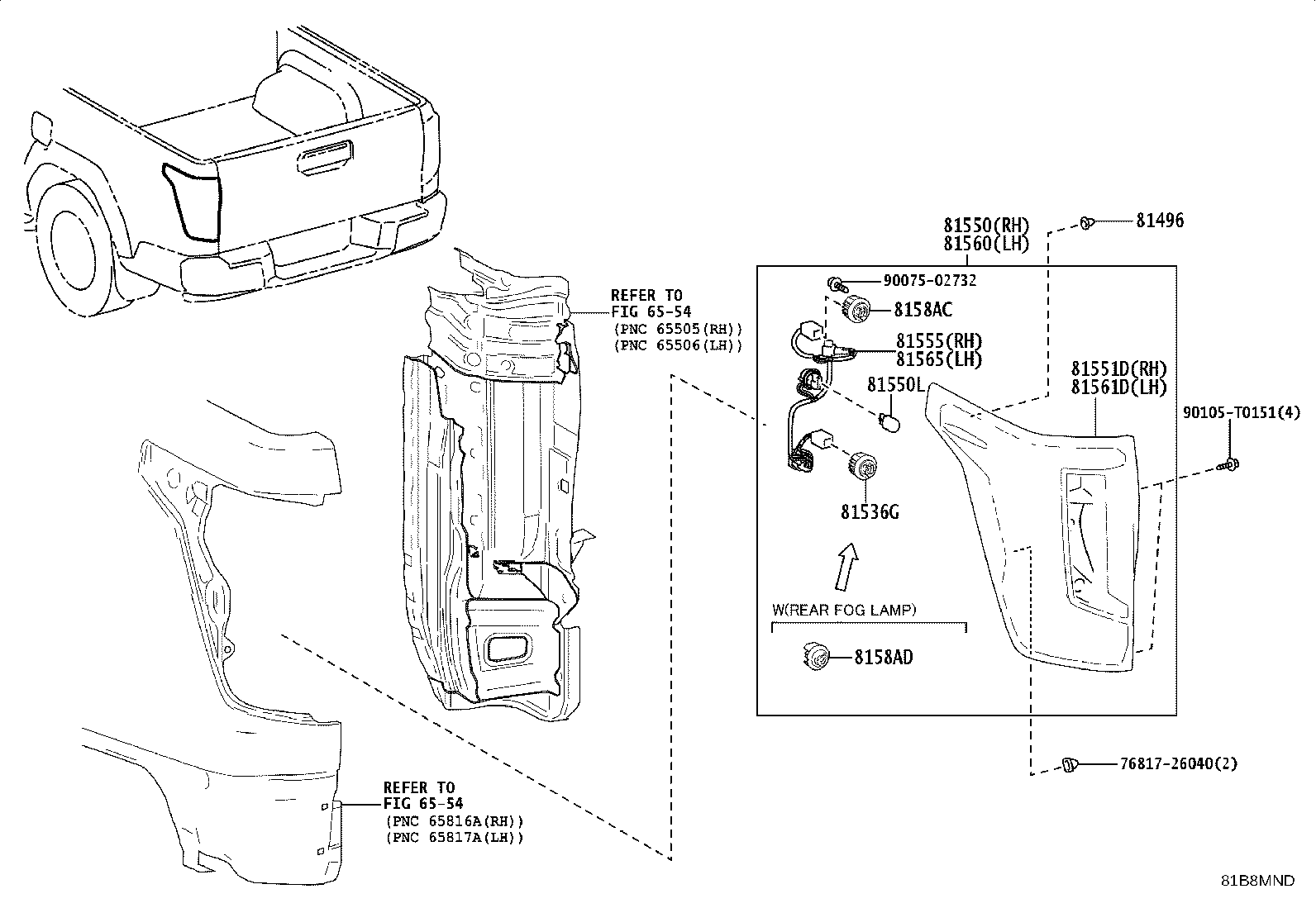 81550-0KB00 LAMP ASSY, REAR COMBINATION, RH product image