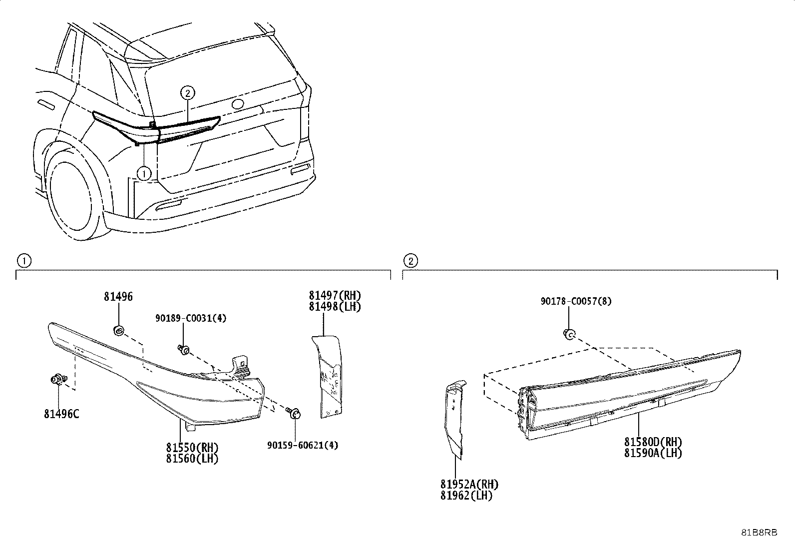 81550-YL040 LAMP ASSY, REAR COMBINATION, RH product image