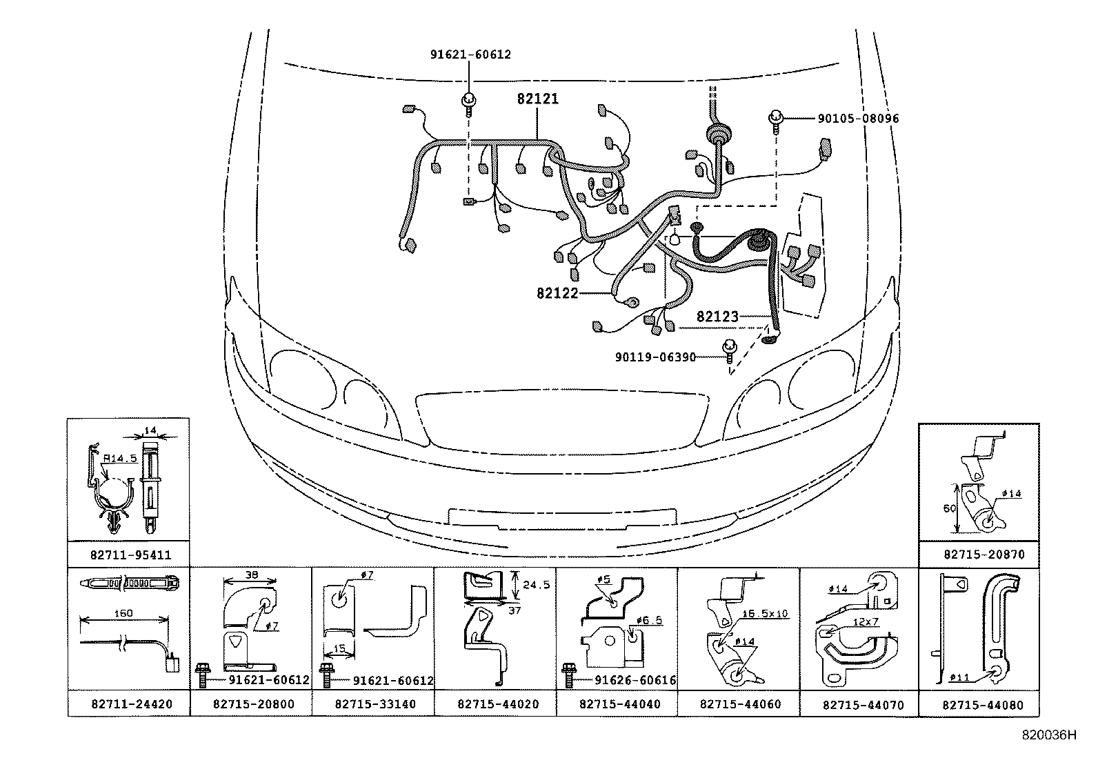 82154-44020 WIRE, REAR DOOR, NO.2 product image