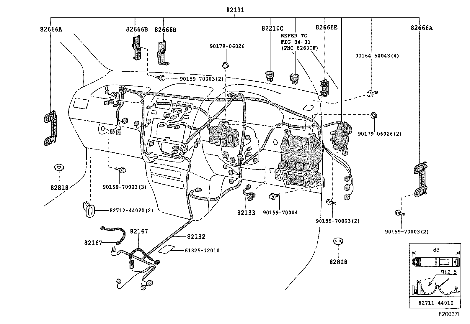82154-44020 WIRE, REAR DOOR, NO.2 product image