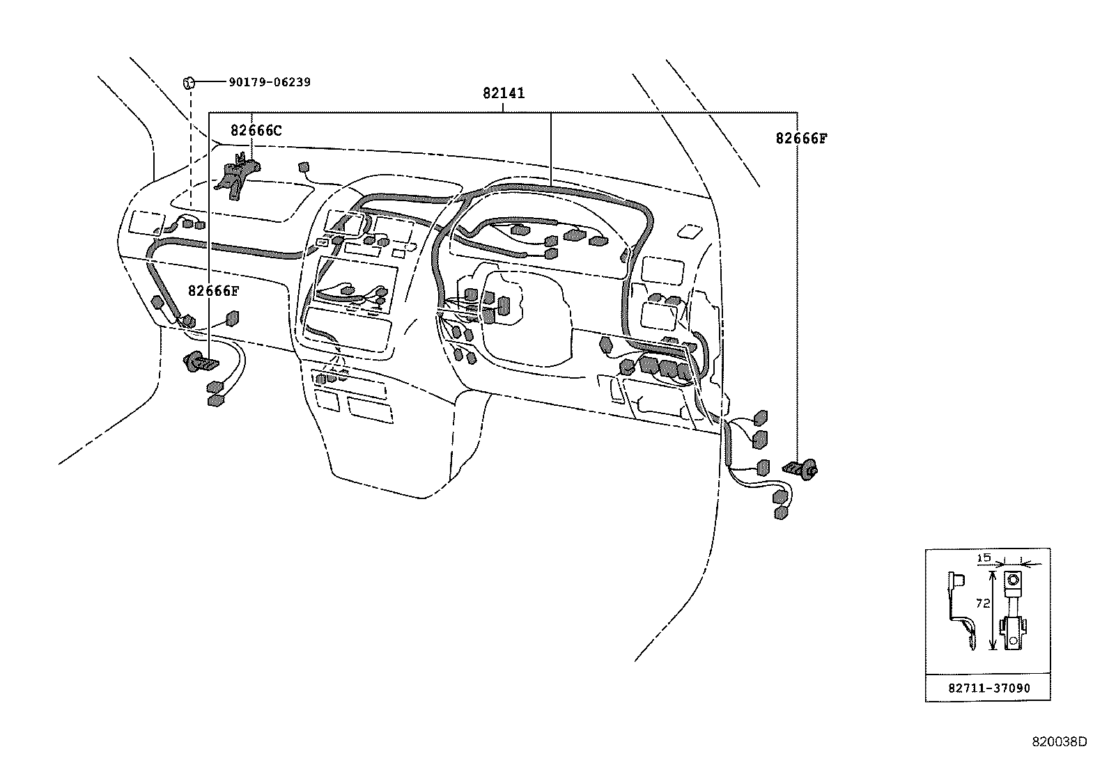 82154-44020 WIRE, REAR DOOR, NO.2 product image