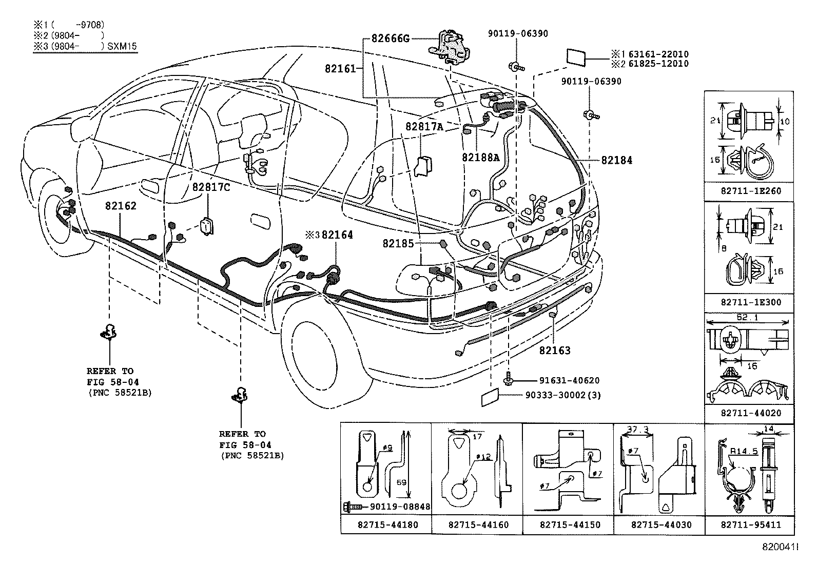 82154-44020 WIRE, REAR DOOR, NO.2 product image