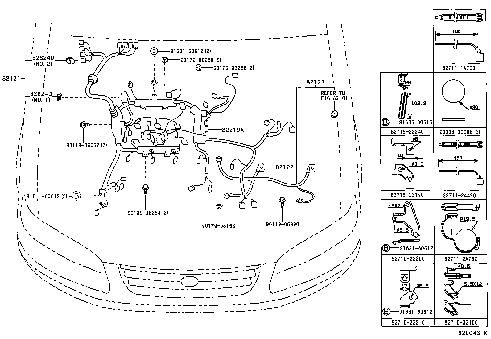 Toyota 82142-33040 WIRE, INSTRUMENT PANEL, NO.2