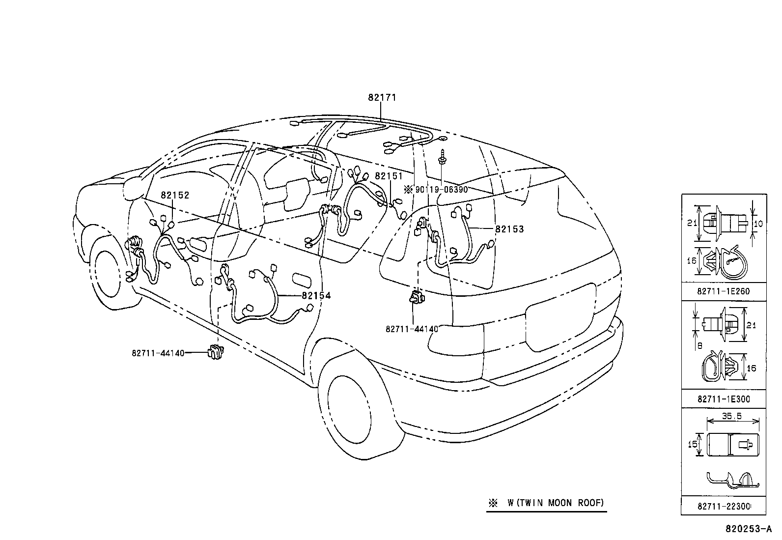 82154-44010 WIRE, REAR DOOR, NO.2 product image
