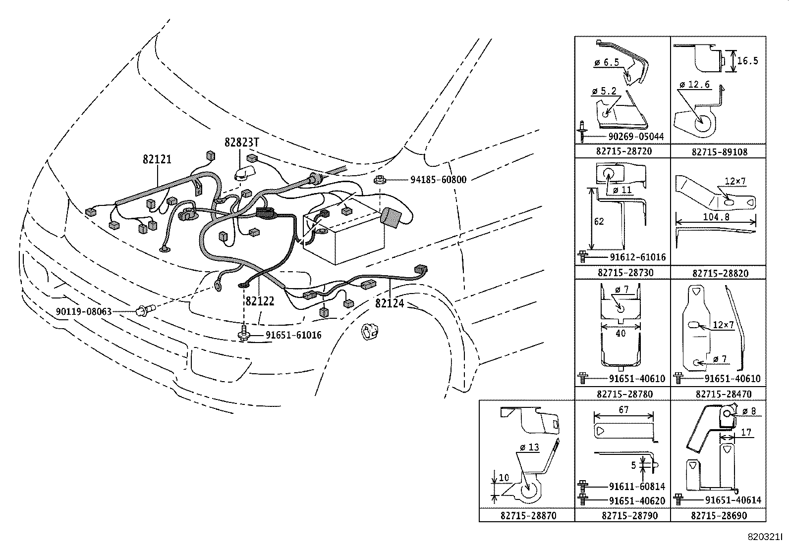 82124-28280 WIRE, ENGINE, NO.4 product image
