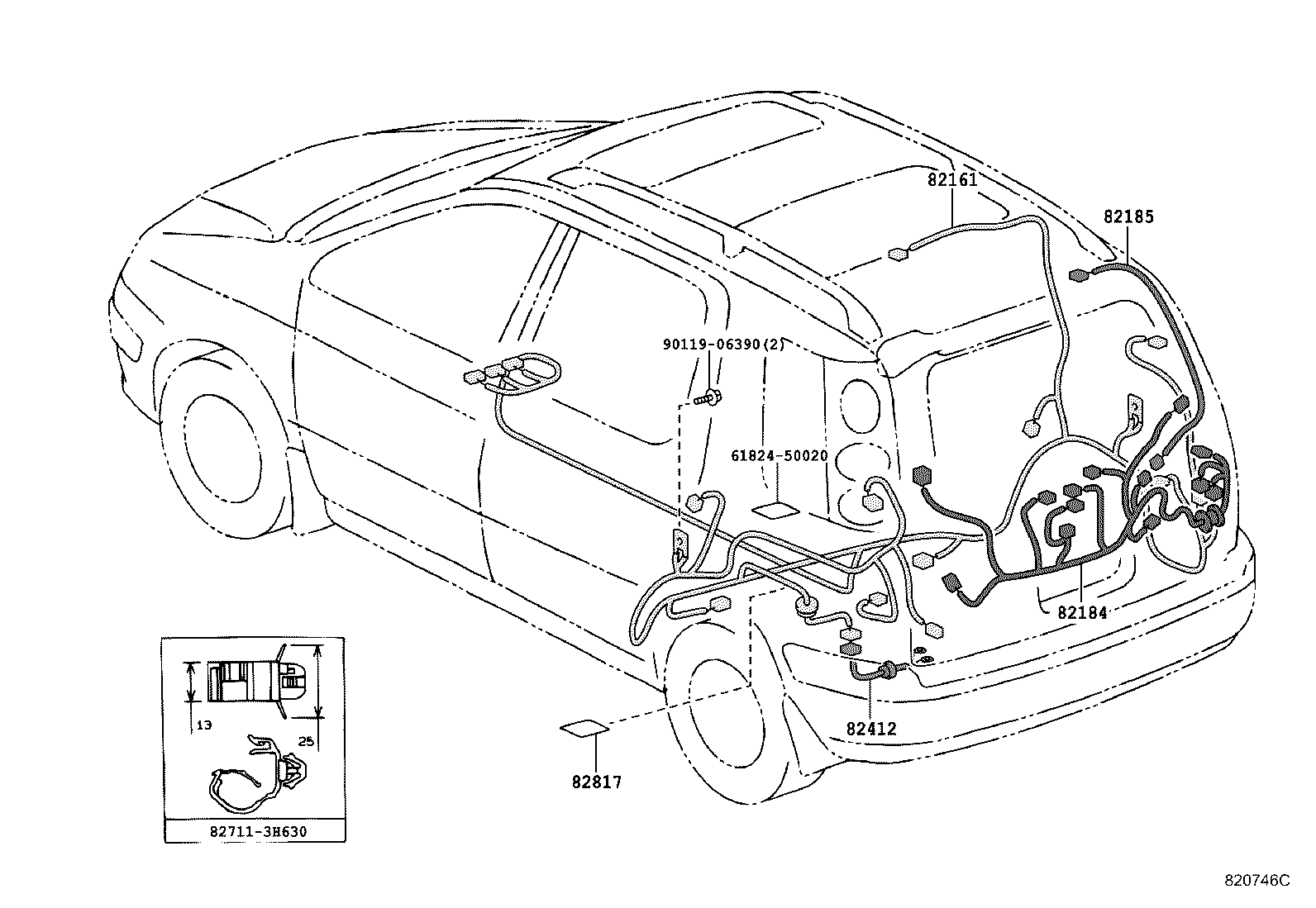 82123-46010 WIRE, ENGINE, NO.3 product image