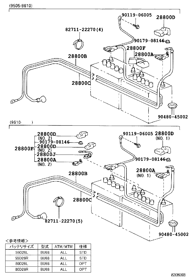 82122-25010 CABLE, BATTERY TO STARTER(FOR BATTERY TO MAIN SWITCH) product image