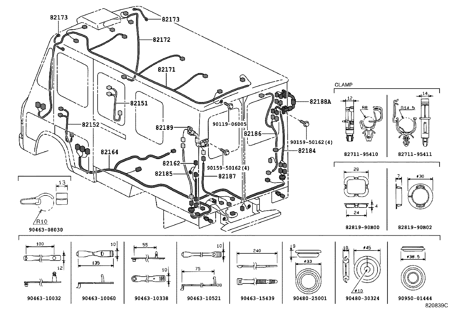 82151-25090 WIRE, FRONT DOOR, RH product image