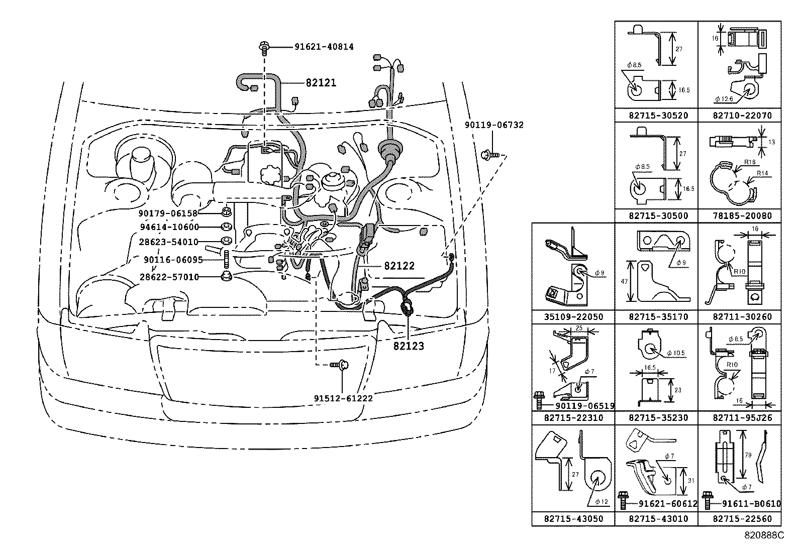 82154-43050 WIRE, REAR DOOR, NO.2 product image