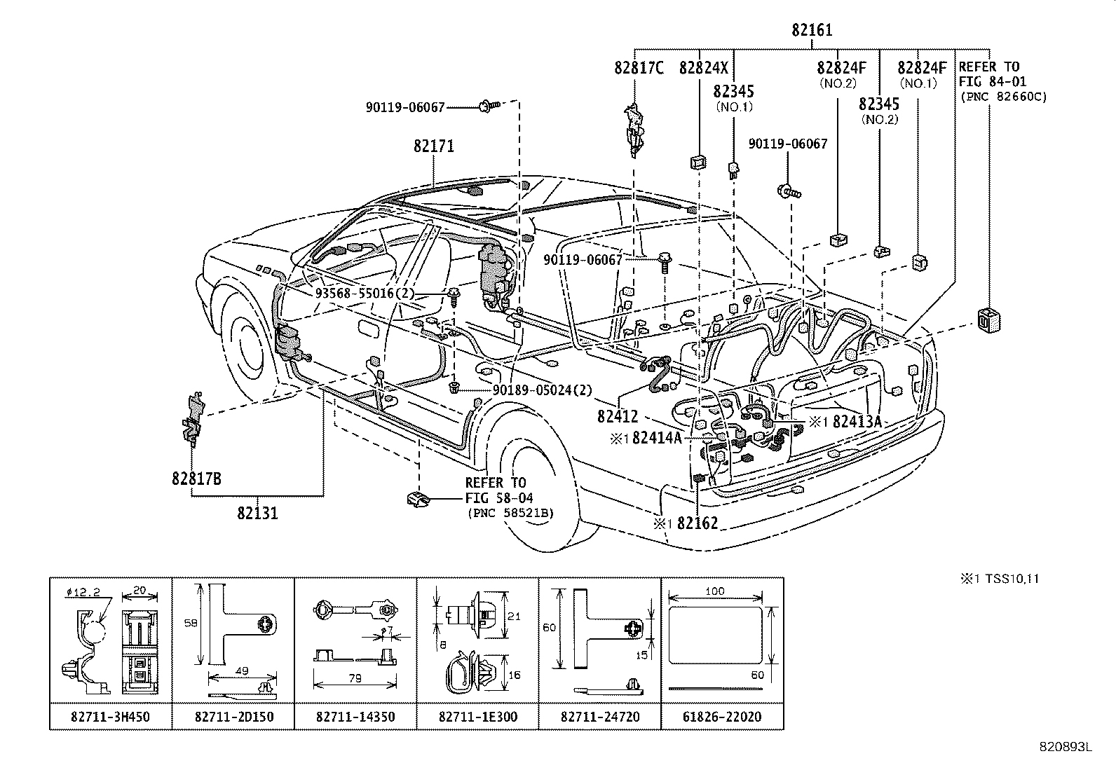 82154-43050 WIRE, REAR DOOR, NO.2 product image