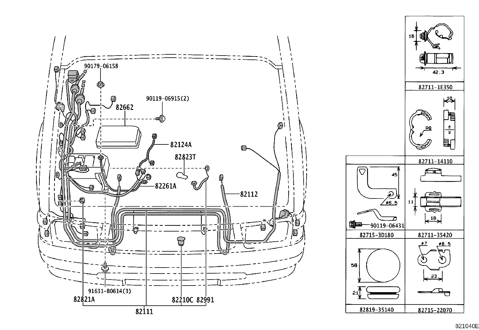 82122-3D030 WIRE, ENGINE, NO.2 product image