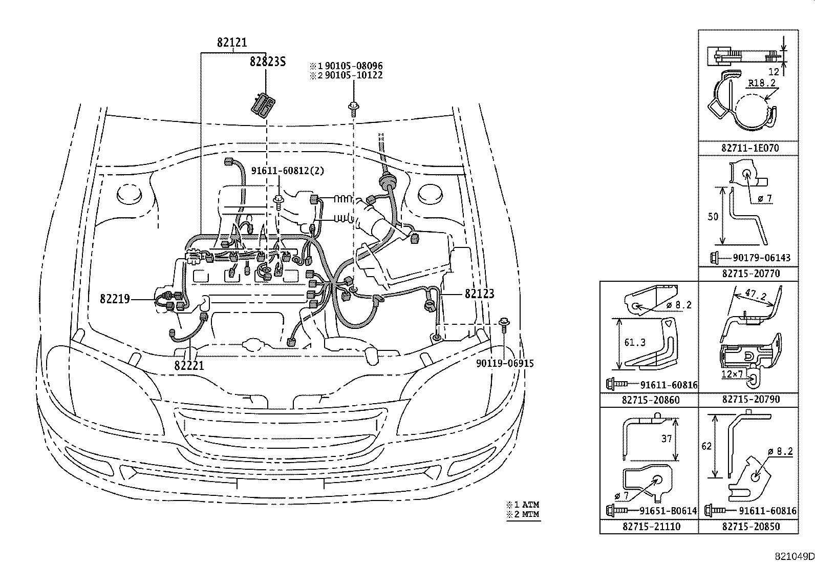 82151-21100 WIRE, FRONT DOOR, RH product image