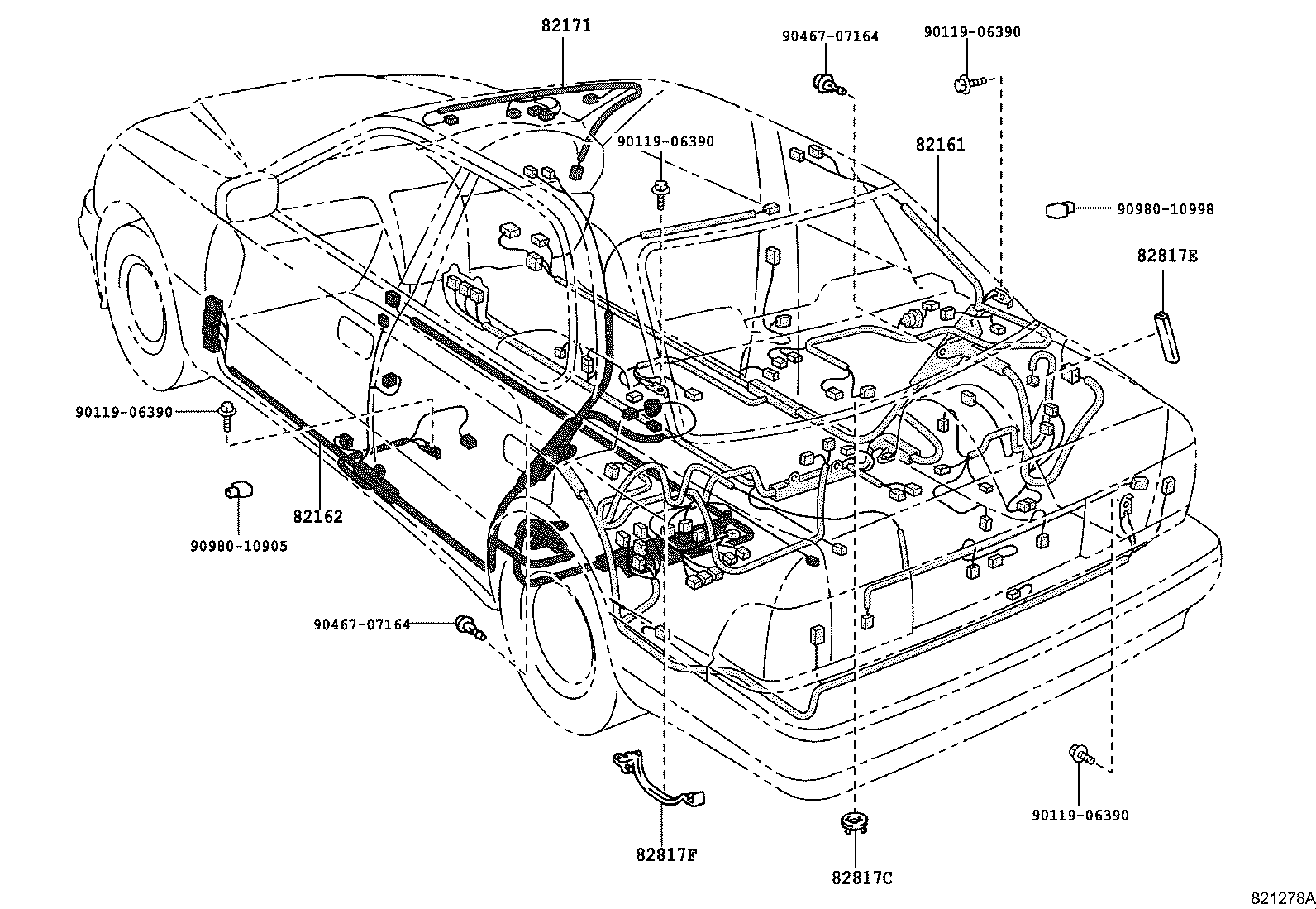 82192-50100 WIRE, FRONT SEAT, LH product image