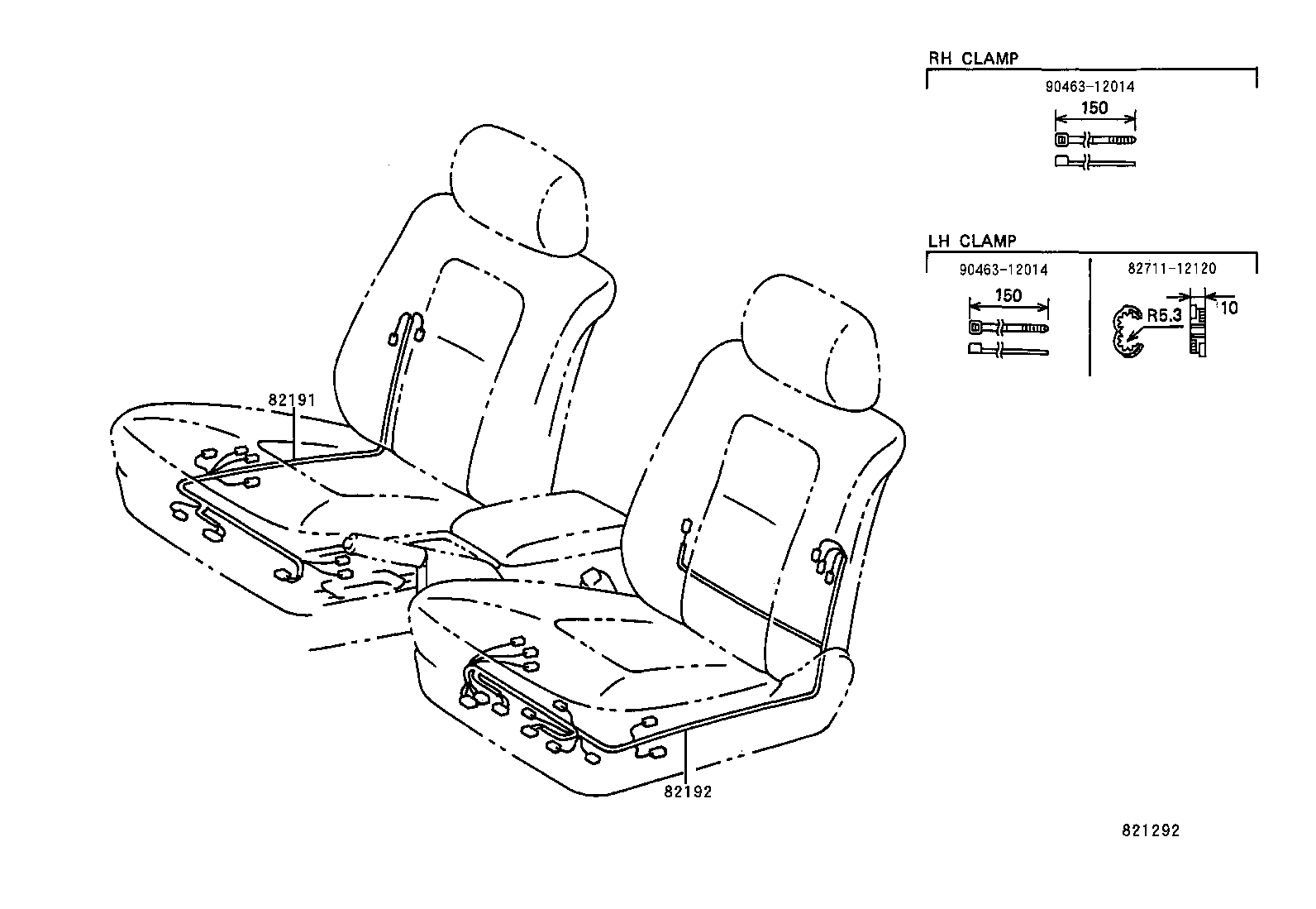 82191-24110 WIRE, FRONT SEAT, RH product image
