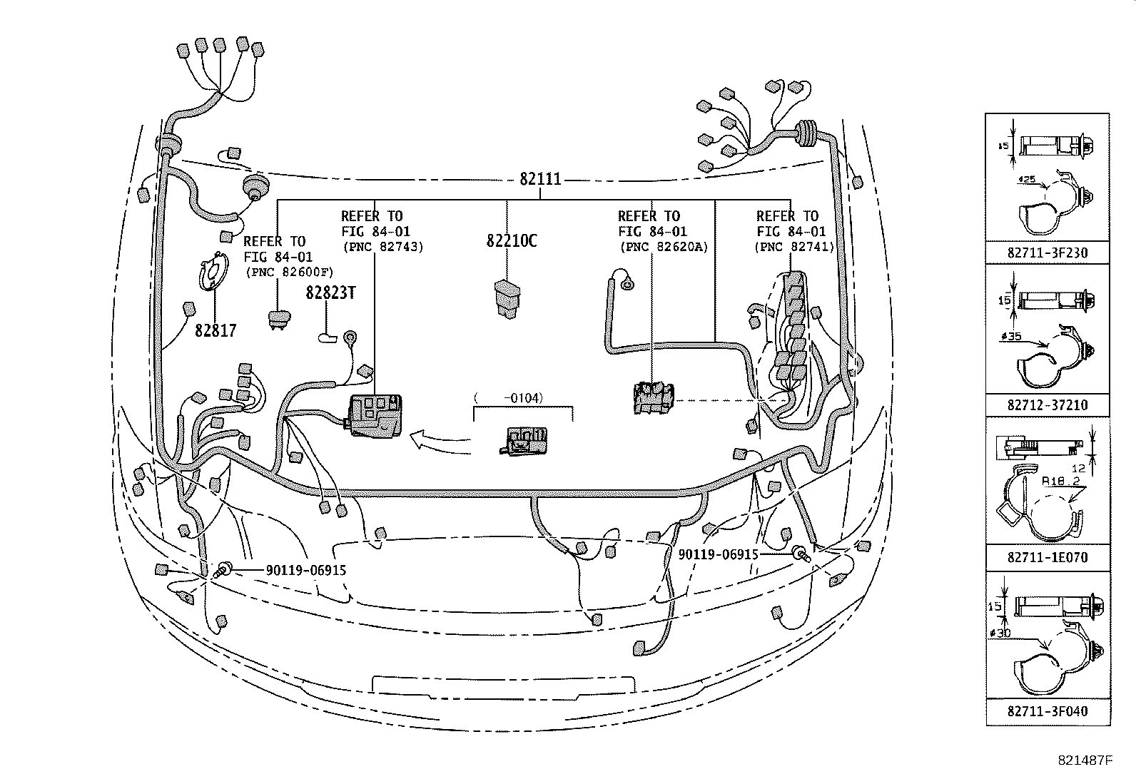82154-44090 WIRE, REAR DOOR, NO.2 product image