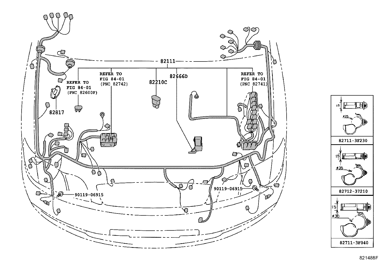 82154-44090 WIRE, REAR DOOR, NO.2 product image