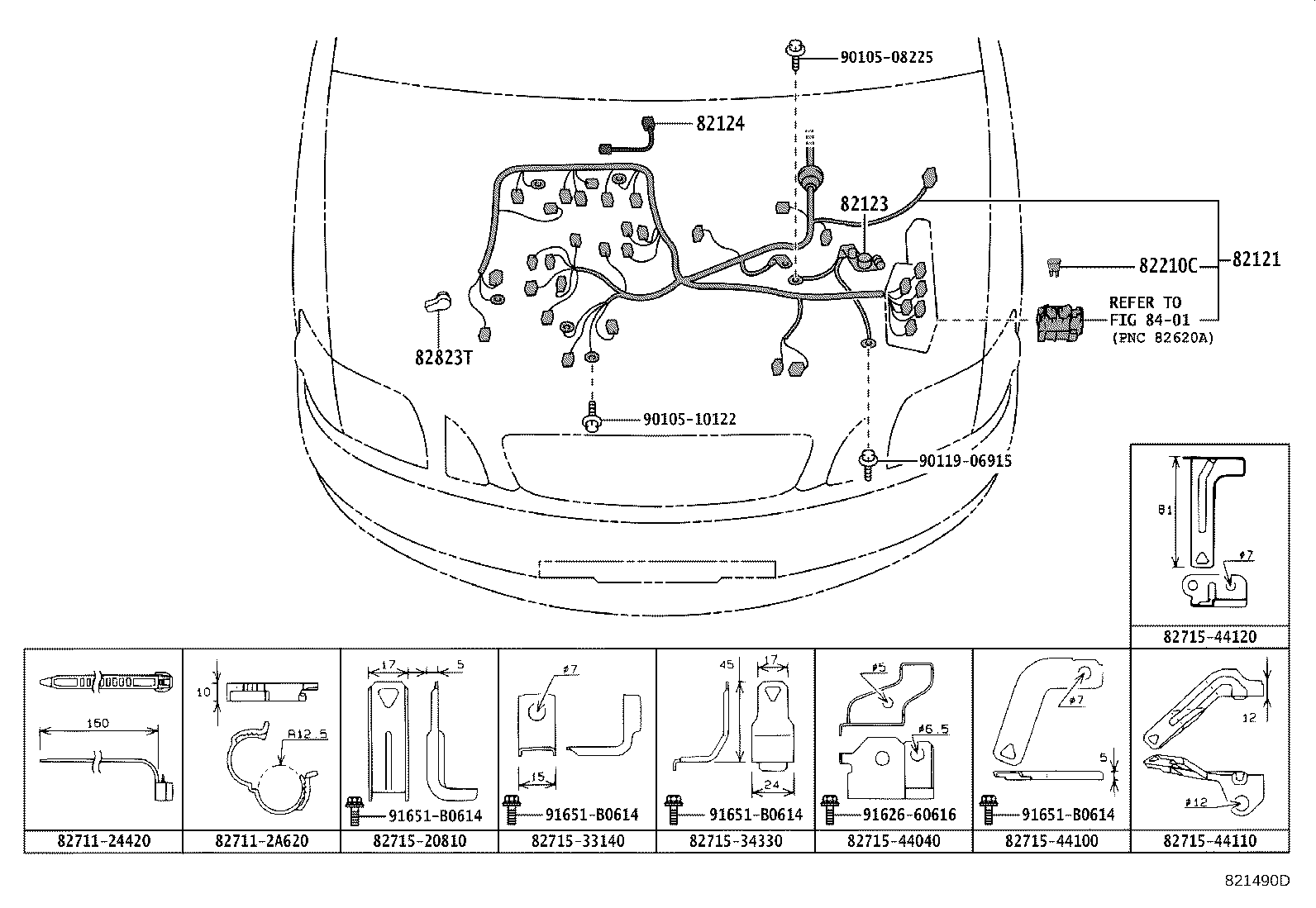 82154-44090 WIRE, REAR DOOR, NO.2 product image