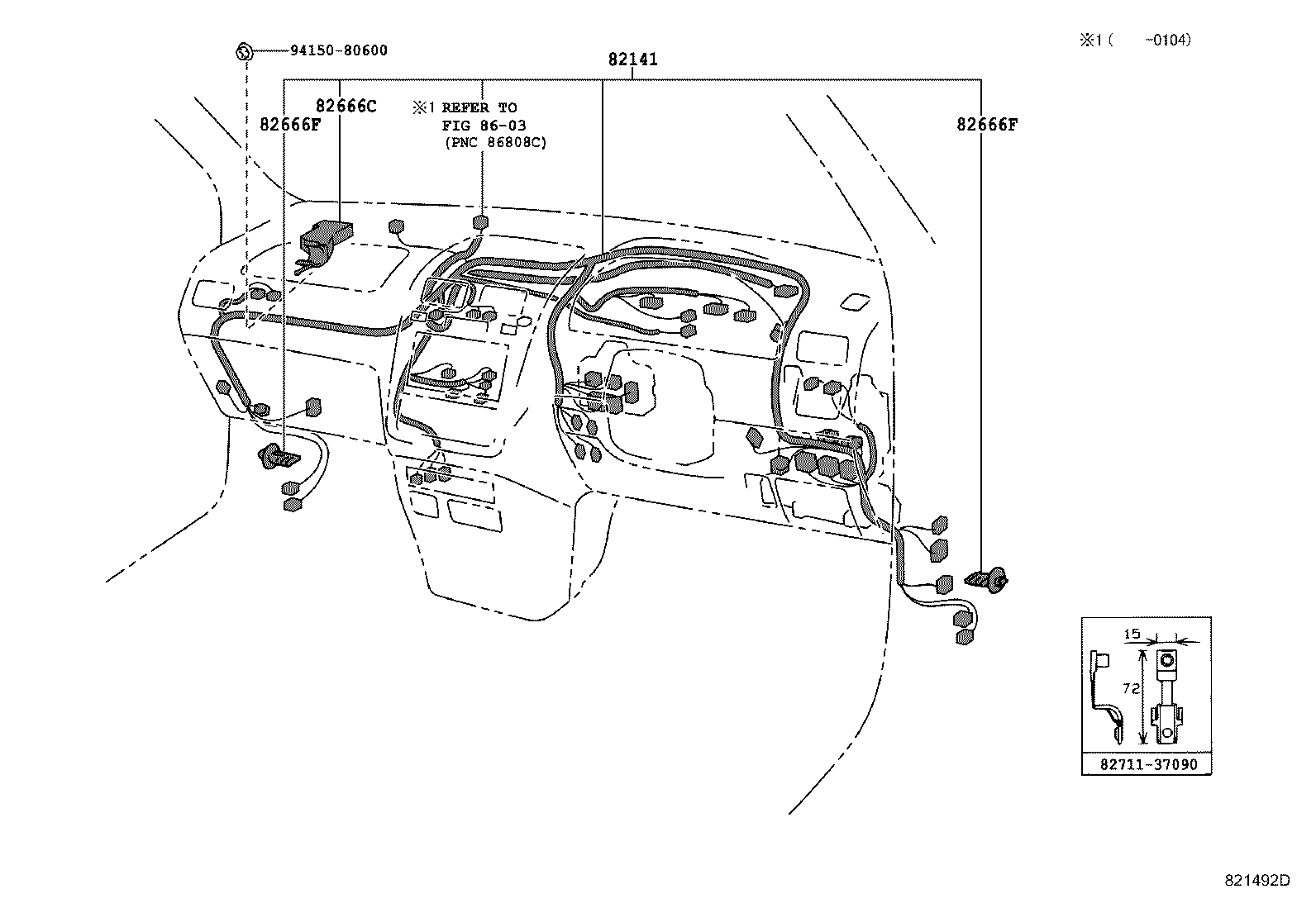 82154-44090 WIRE, REAR DOOR, NO.2 product image