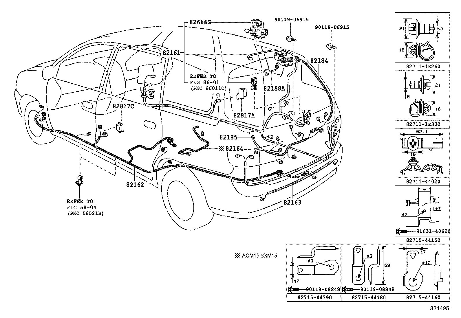 82154-44090 WIRE, REAR DOOR, NO.2 product image