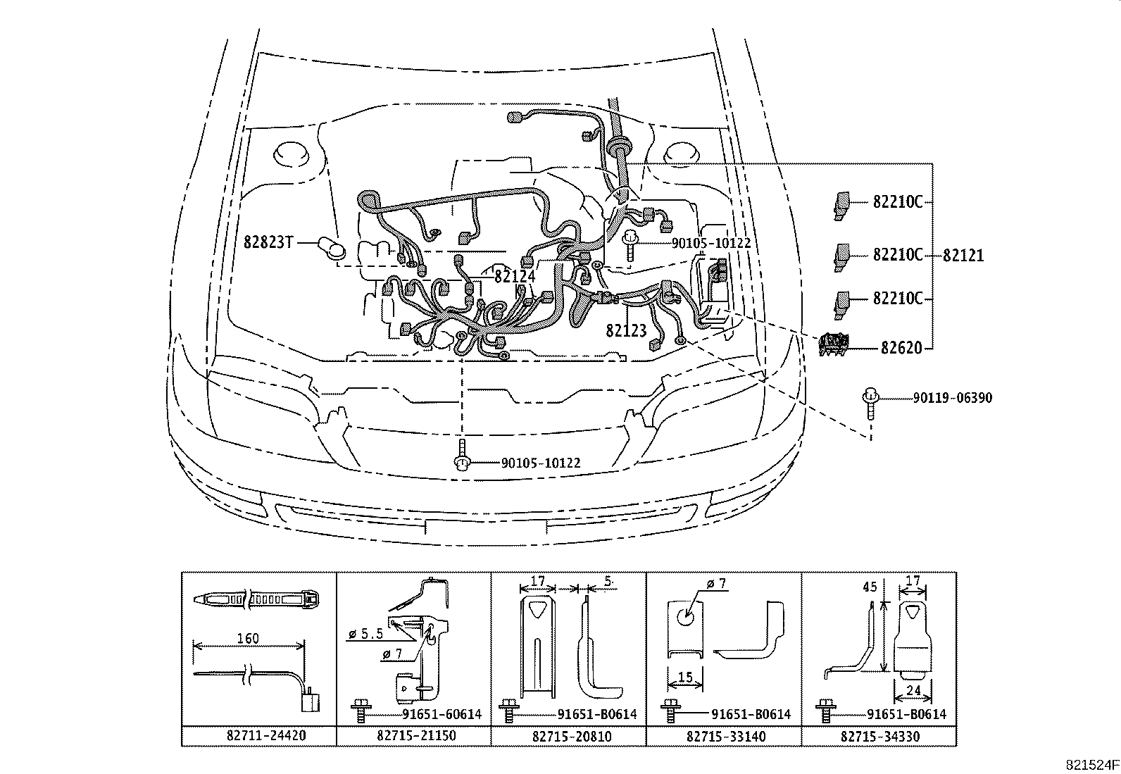 82151-21010 WIRE, FRONT DOOR, RH product image