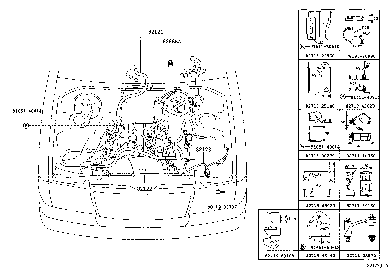 82142-43010 WIRE, INSTRUMENT PANEL, NO.2 product image