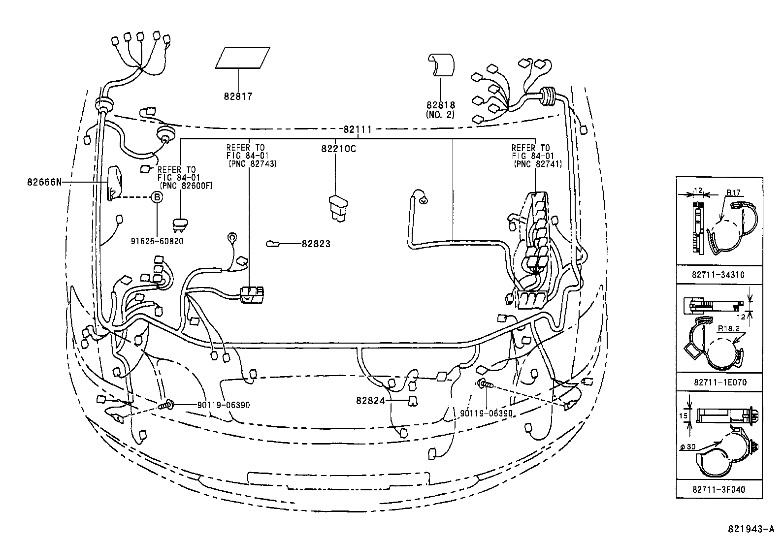 82154-44010 WIRE, REAR DOOR, NO.2 product image