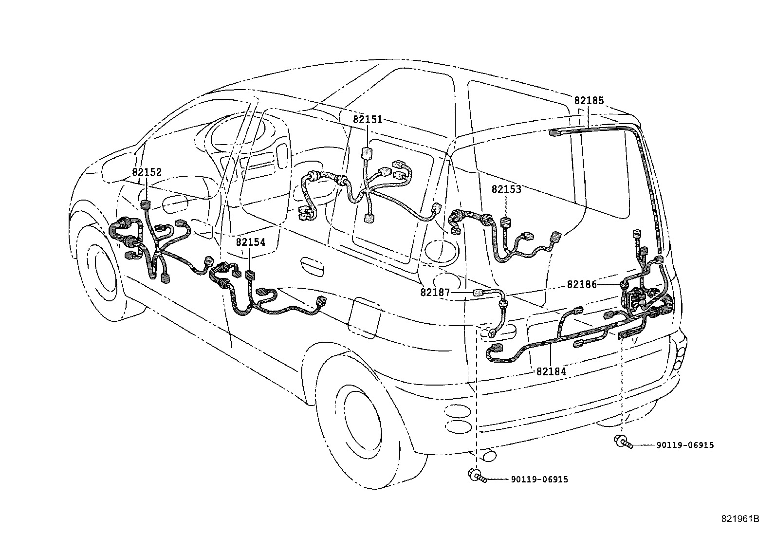 82153-52040 WIRE, REAR DOOR, NO.1 product image