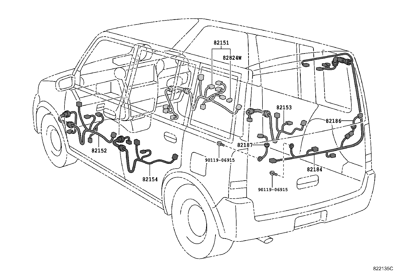 82153-52111 WIRE, REAR DOOR, NO.1 product image