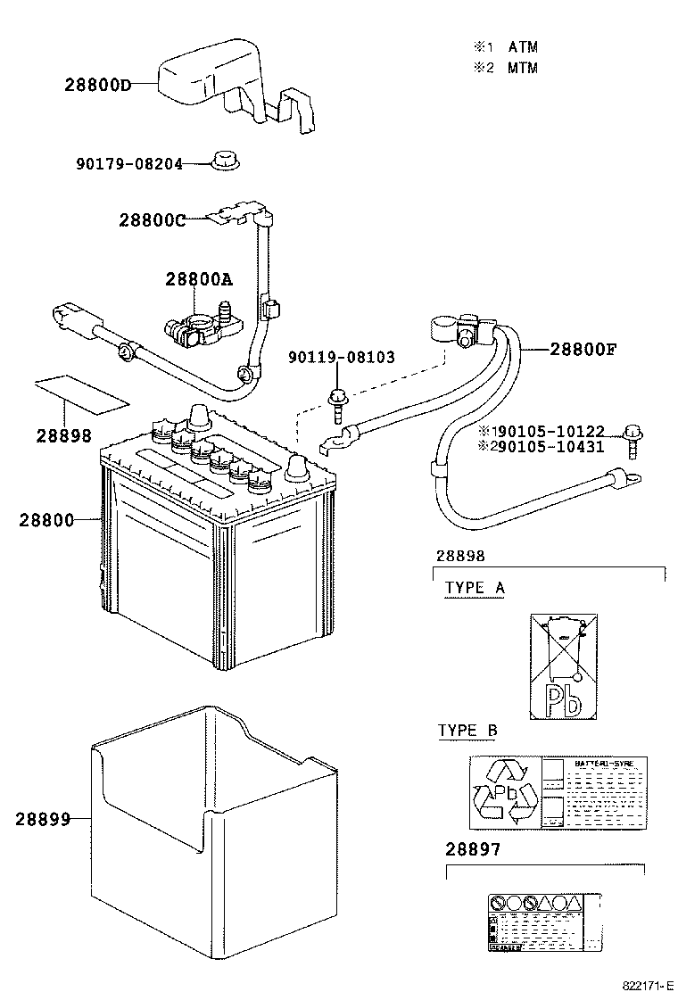 82122-28440 CABLE, BATTERY TO STARTER(FOR BATTERY TO MAIN SWITCH) product image