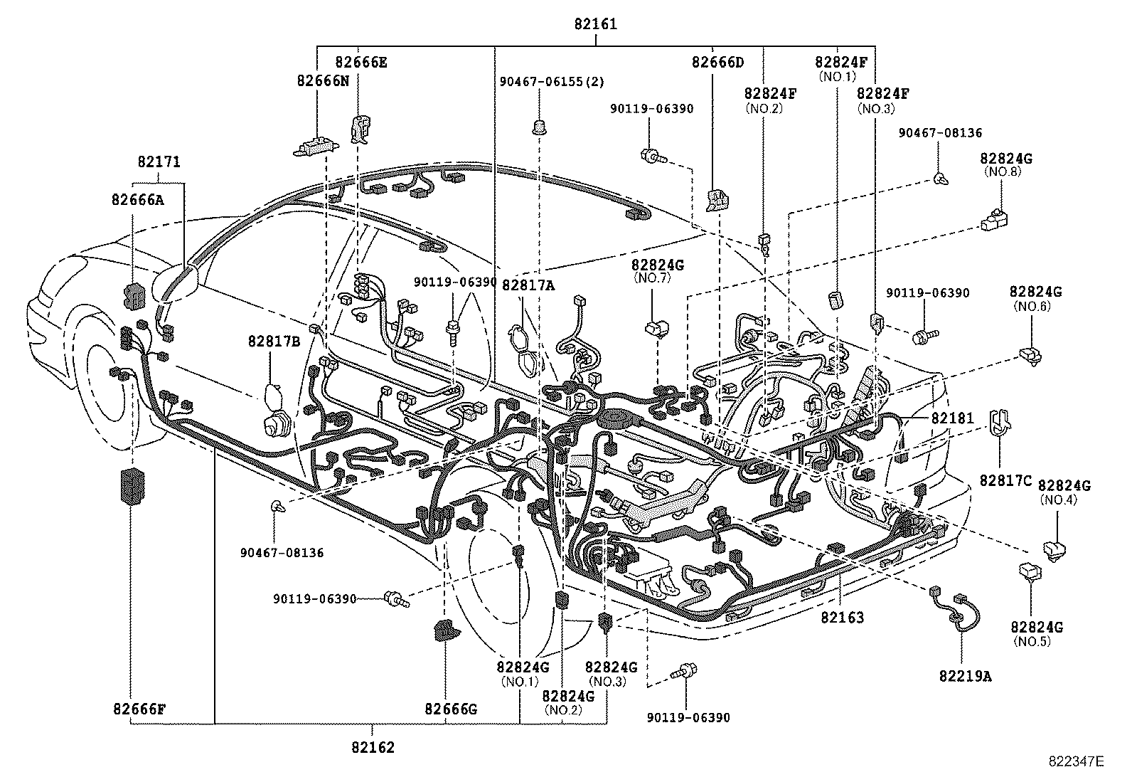 82191-50150 WIRE, FRONT SEAT, RH product image